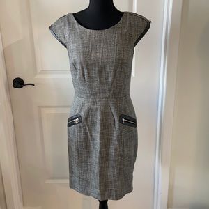 Chequer Gray with Leather Accents Dress - Size 6